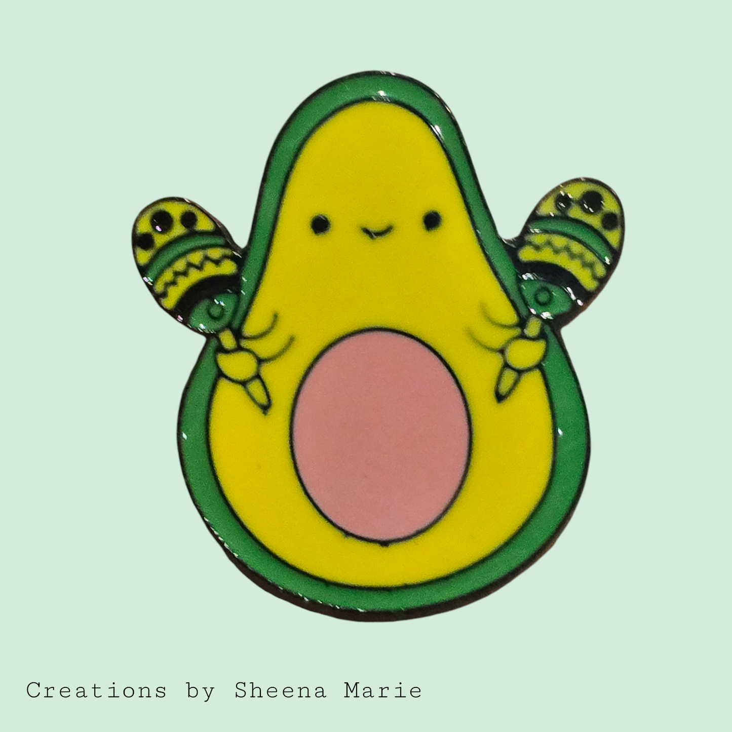 Avocado with Maracas Enamel Pin