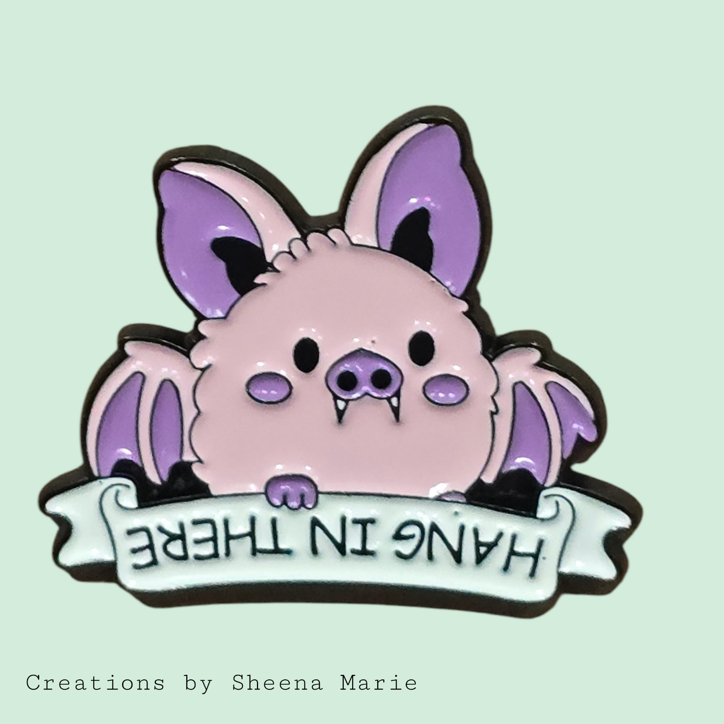 Cute Bat Hang in There Enamel Pin