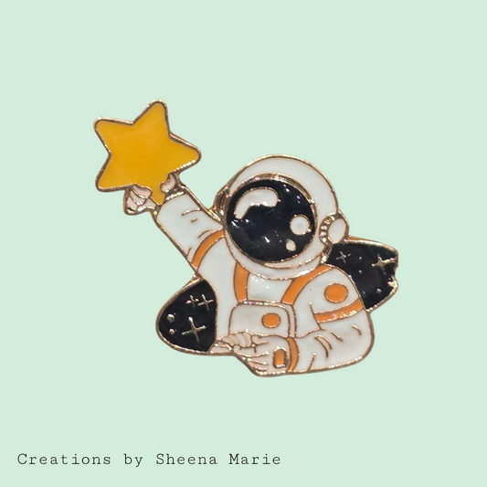 Astronaut Reaching for Stars Enamel Pin