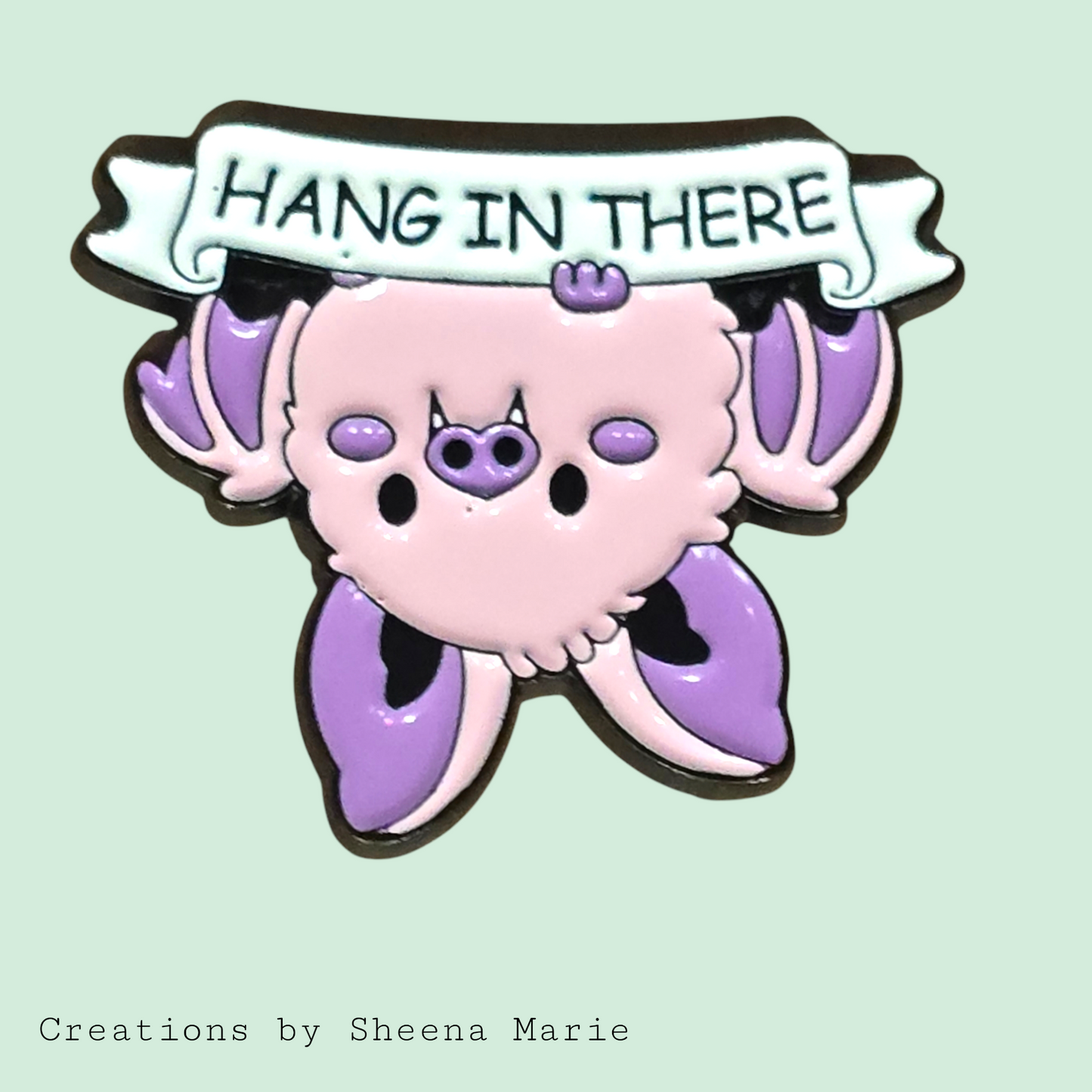 Cute Bat Hang in There Enamel Pin