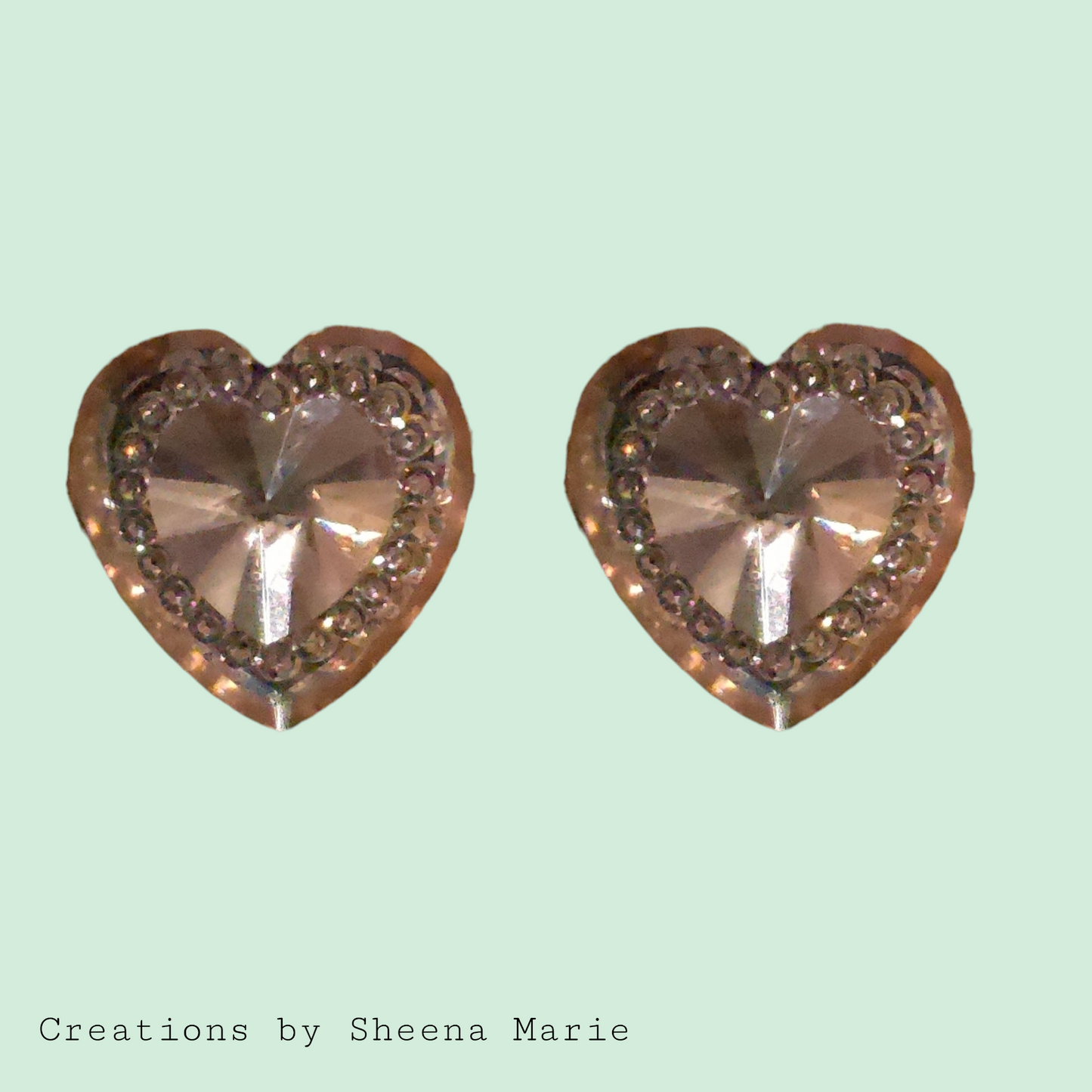 Heart Rhinestone Embellishment Stud Earrings