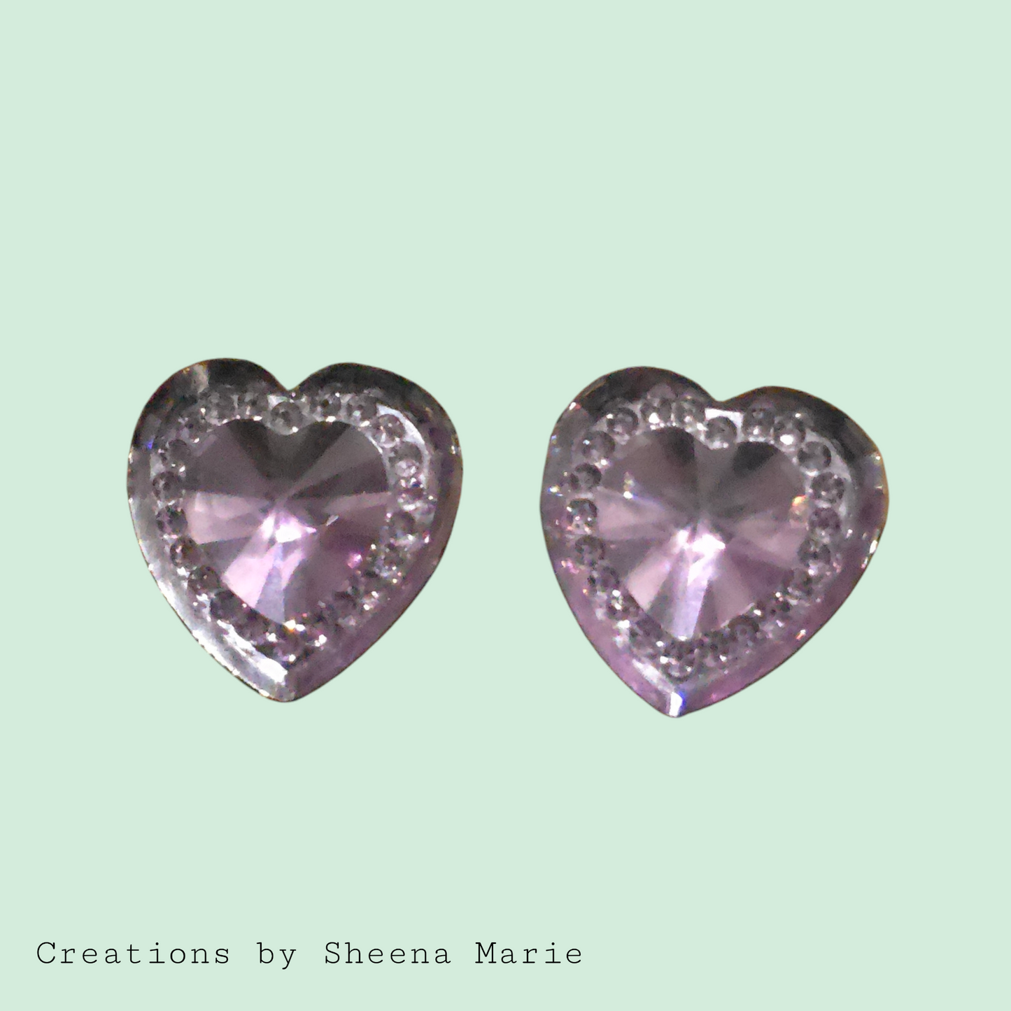 Heart Rhinestone Embellishment Stud Earrings