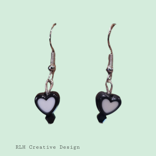 Dainty Black Heart Dangle Earrings by RLH Creative Design