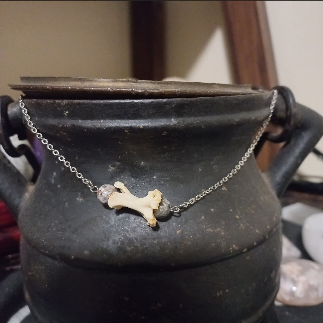 Small Real Tail Bone w/ Yooperlite Necklace - Hand Crafted