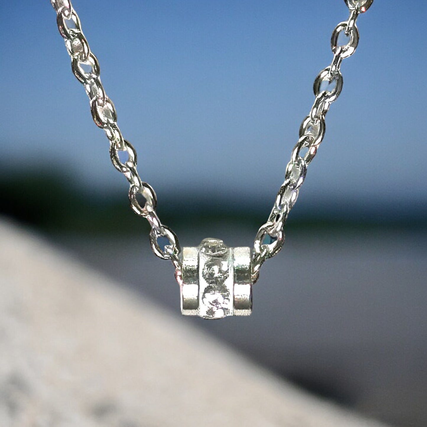 Rhinestone Bead Charm Necklace
