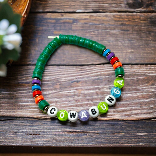 “Cowabunga” Clay Beaded Stretch Bracelet