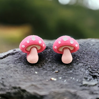 Mushroom Embellishment Stud Earrings