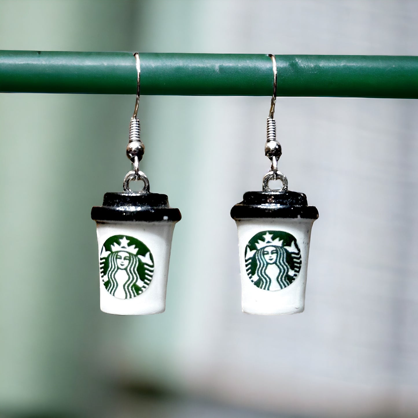 Starbies Coffee Charm Resin Pendant Dangle Earrings