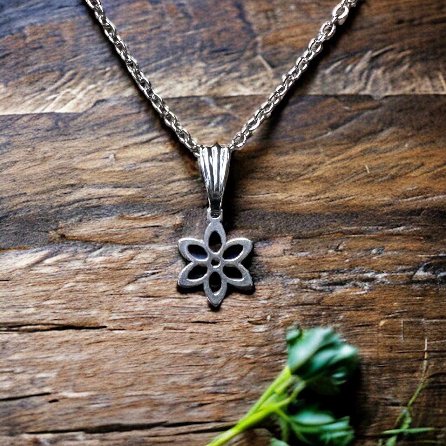 Stainless Steel Flower Charm Necklace