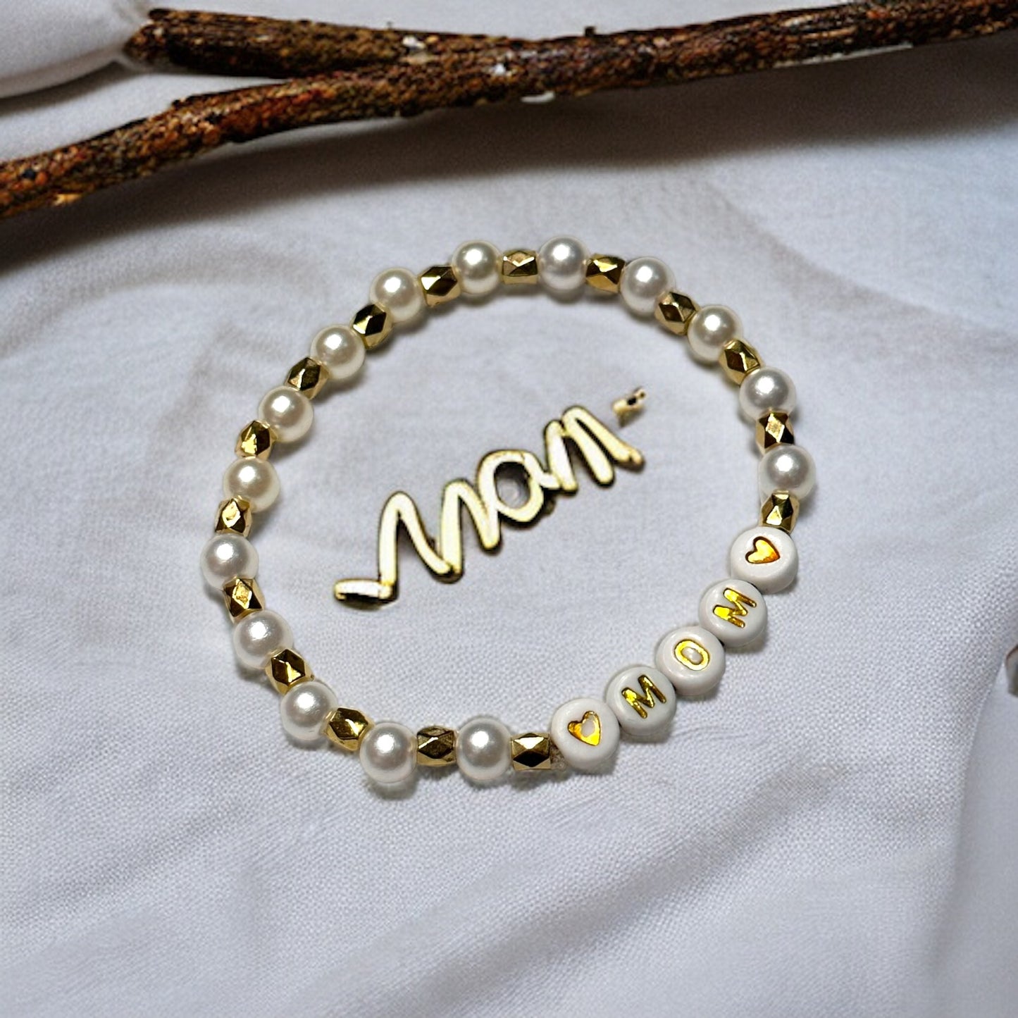 “Mom” Beaded Stretch Bracelet