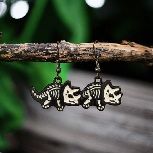 Dino Skeleton Charm Dangle Earrings