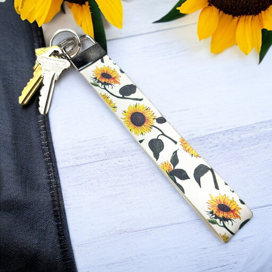 Sunflower Faux Leather Wristlet