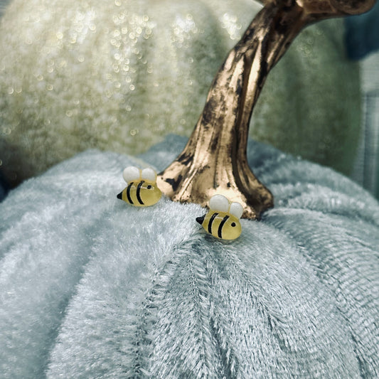 Dainty 3D Resin Honeybee Charm Stud Earrings