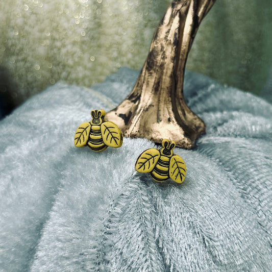 Dainty Acrylic Bumblebee Embellishment Stud Earrings