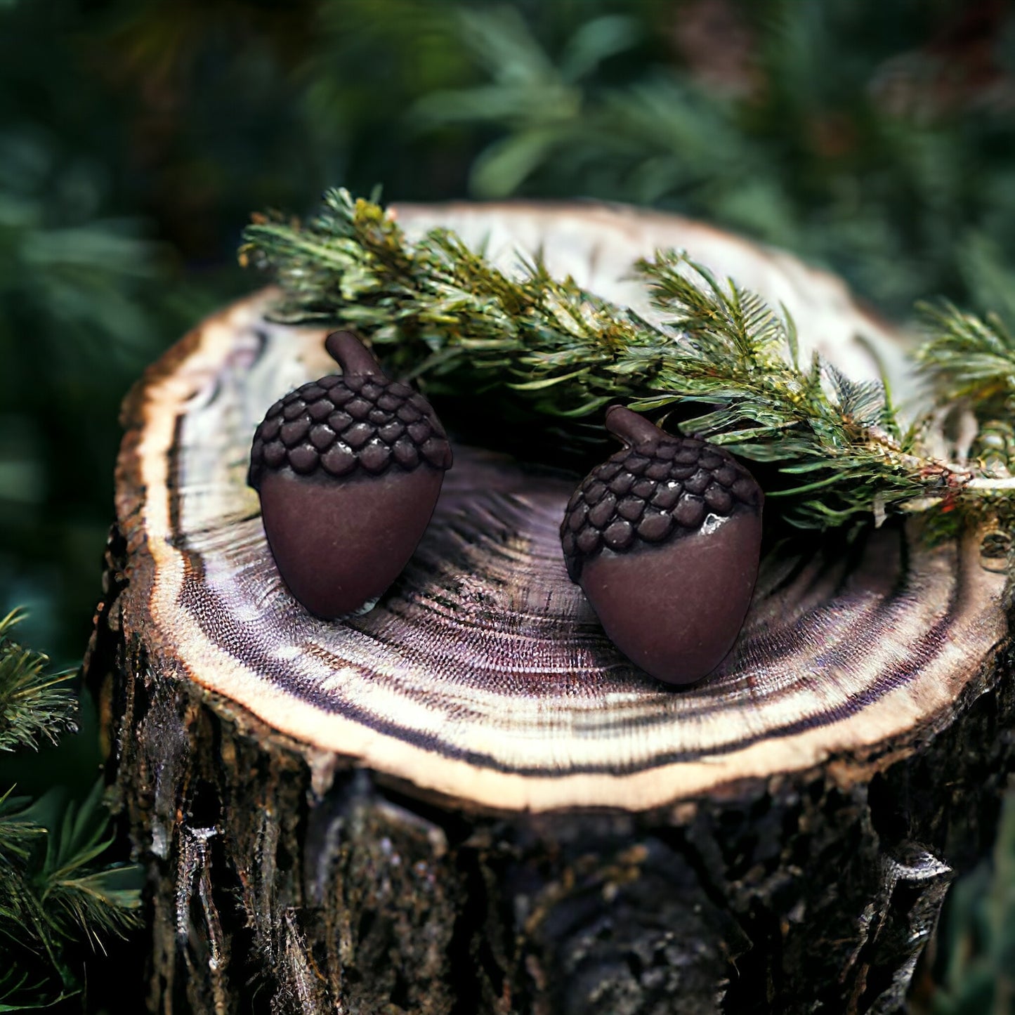 Acorn Button Stud Earrings