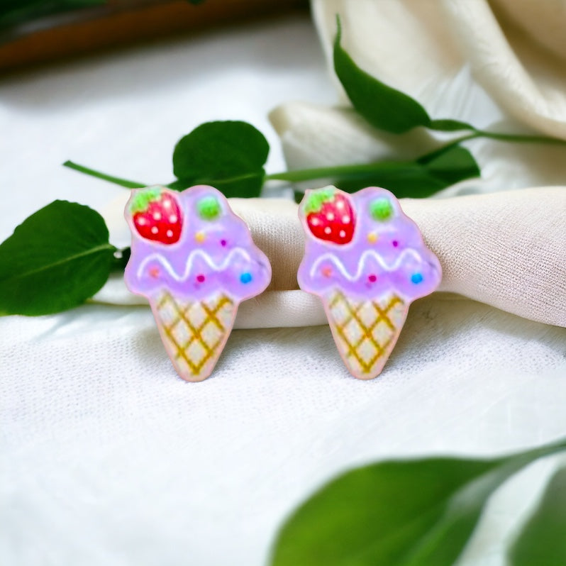 Ice Cream and Cupcakes Stud Earrings