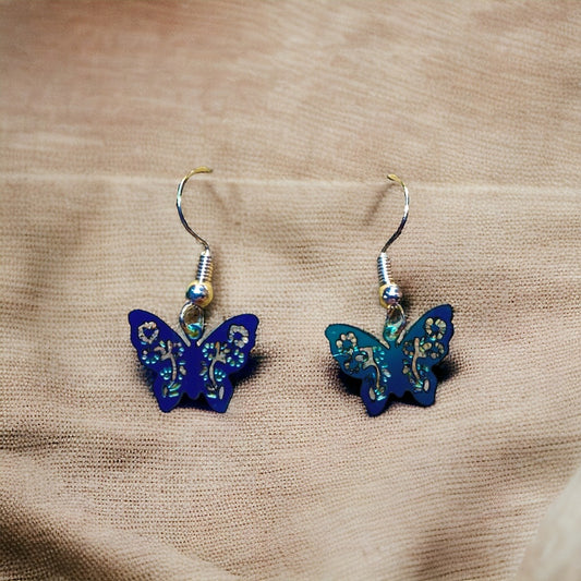 Filigree Butterfly Charm Dangle Earrings